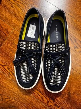 NWOB $215 Men’s Kurt Geiger London Milbank Tassel Loafers Navy Platform Size 43